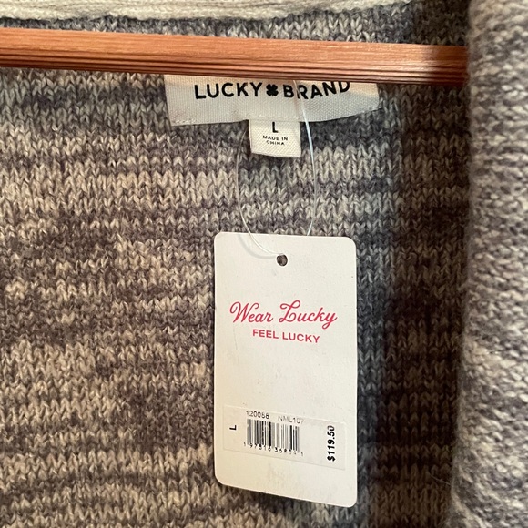 New Lucky Brand Aztec Gray Shawl Collar Cardigan size Large - Picture 3 of 5